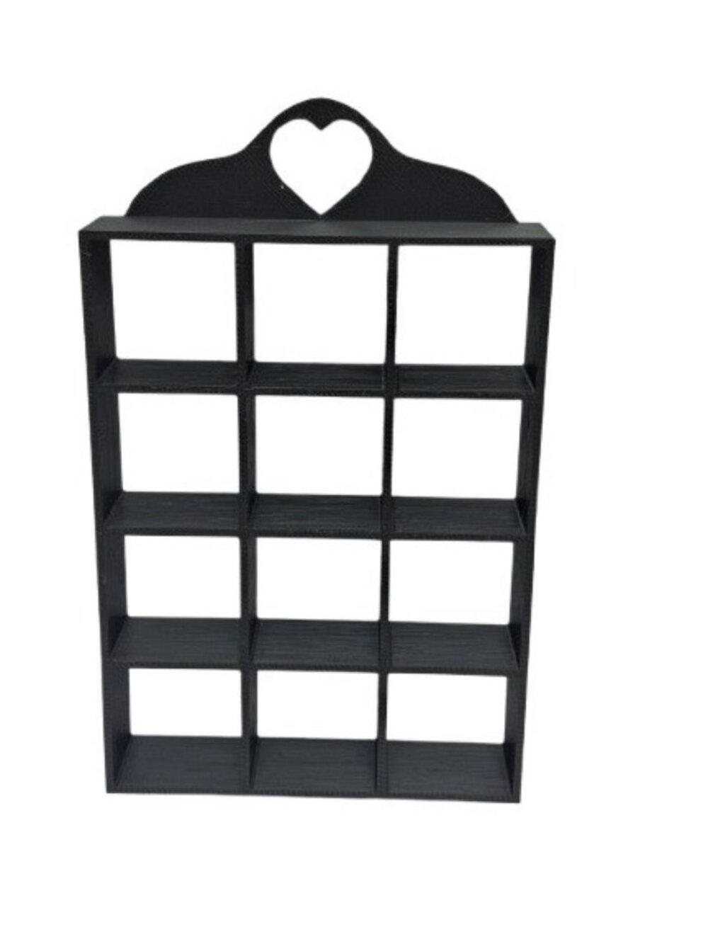 Miniature Country Cottage Chic Wall Trinket Shelf-Black-Heart Shape 5.5" Tall,